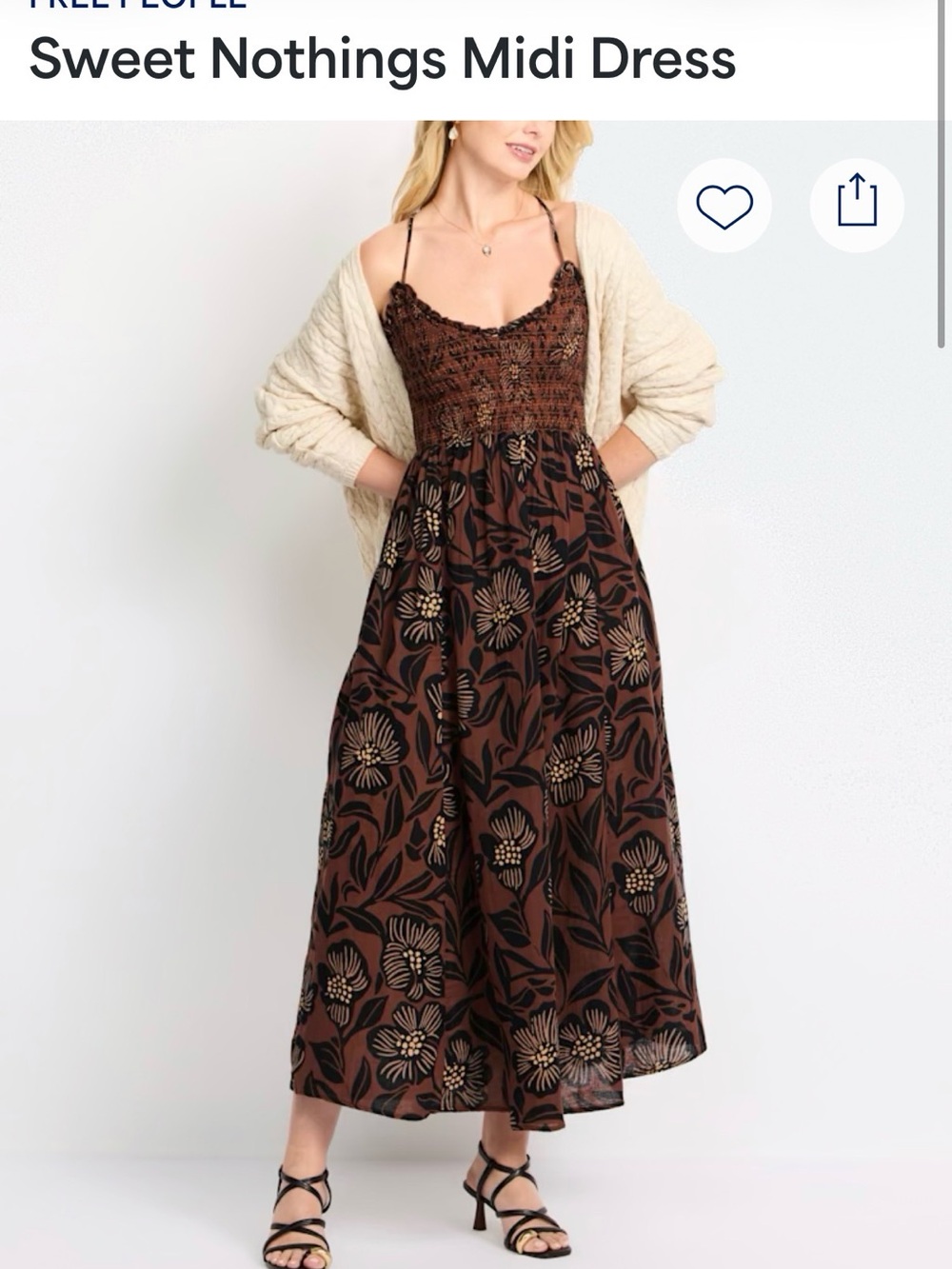 Free People Floral Smocked Maxi Dress - Casual Summer Women’s Dress - Picture 8 of 8